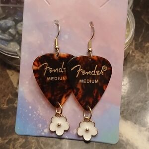Fender Tortoiseshell and White Flower Earrings